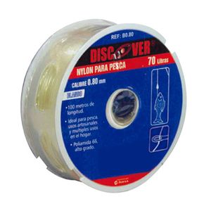 Nylon Transparente 70 Librs 100 mts 0.80 mm DISCOVER