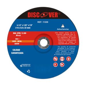 Disco corte metal 4.1/2" T1 DISCOVER 1/32"