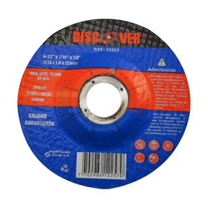 Disco corte metal 4.1/2" T27 DISCOVER 1/16"