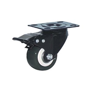 Rodachina giratoria con freno doble rodamiento negra PVC 40 mm  DISCOVER