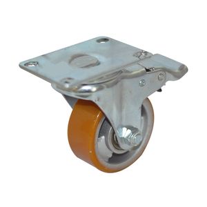 Rodachina PU giratoria c/freno, doble rodamiento 75 mm 3"  DISCOVER