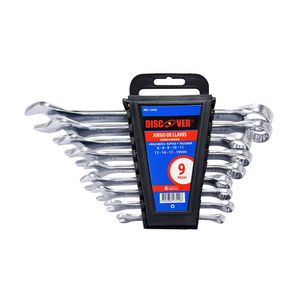 Llave mixta polichad cromo-vanadio 9 piezas 6 a 19 mm  DISCOVER