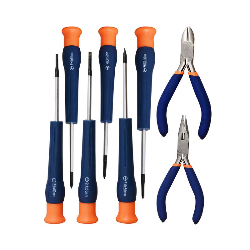 Juego-8-piezas-Destornilladores-precision-Mini-Alicate-Cortafrio-DISCOVER