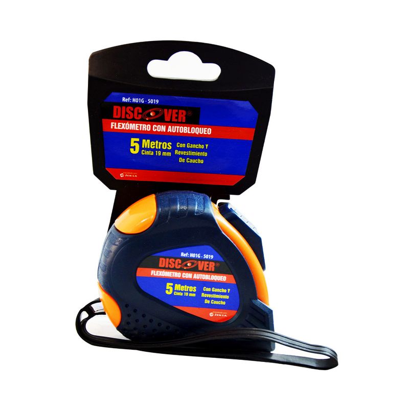 Flexometro-caucho-auto-bloqueo-DISCOVER-19mm-X-5m