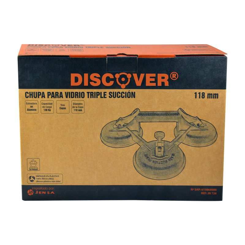 Chupa para vídrio en Aluminio triple succion DISCOVER 118 mm