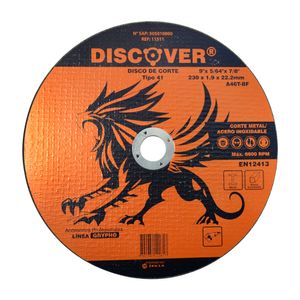 Disco corte metal 9"x 5/64"x 7/8" T1 DISCOVER