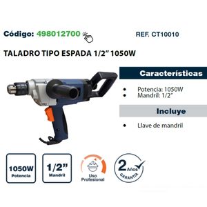 Taladro alto torque 1/2" 1050 W Industrial DISCOVER CT10010