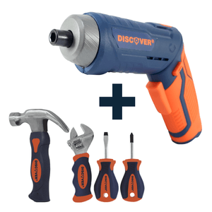 Combo Atornillador 4V Discover + Kit Herramientas Manuales STUBY